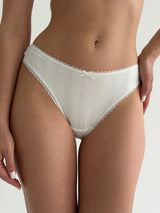 Basic thong underwear with lace, white