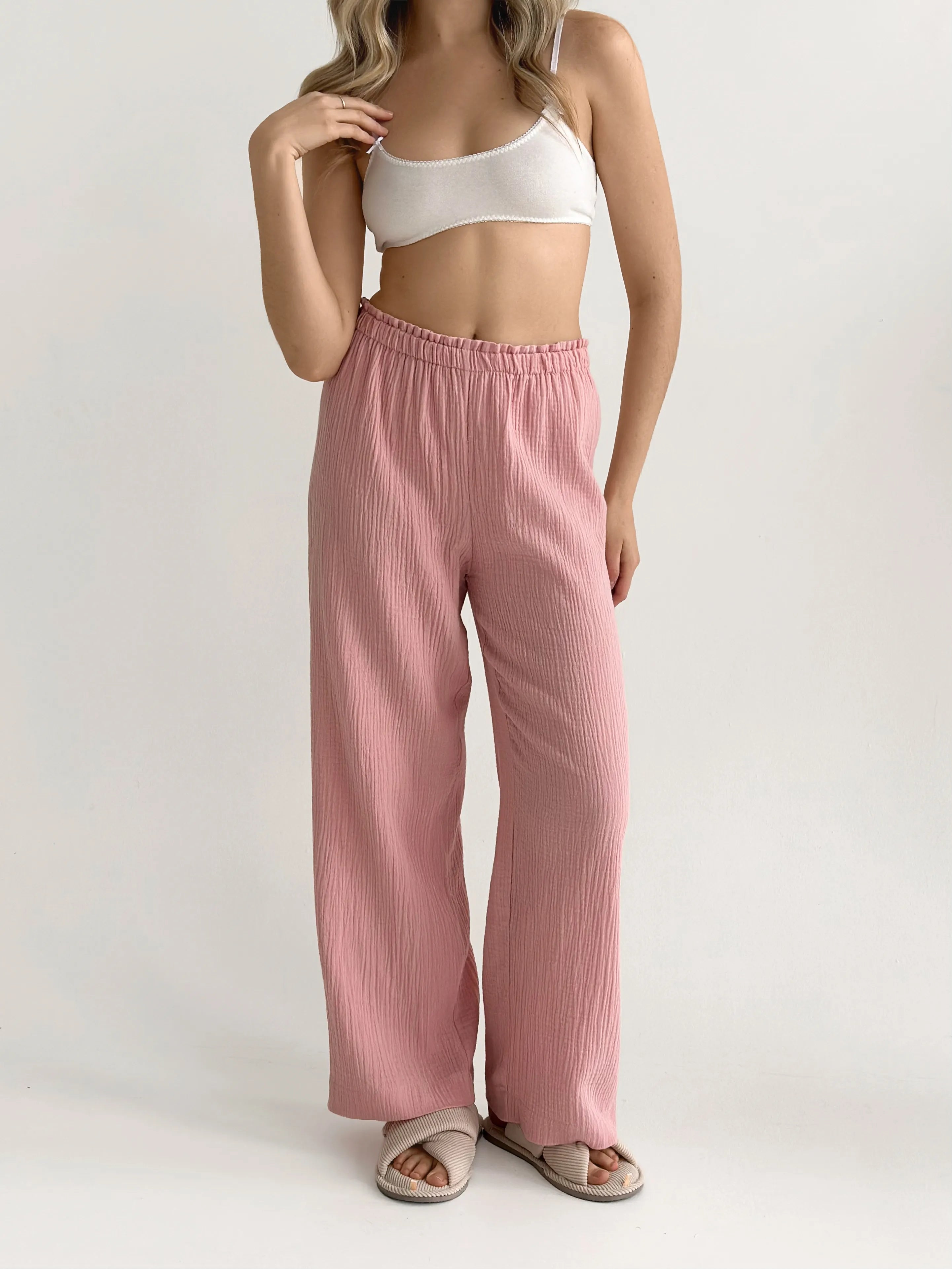 Muslin Pants Mono pink 2-ply