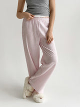 Muslin Pants Mono pink check on milky 2-ply