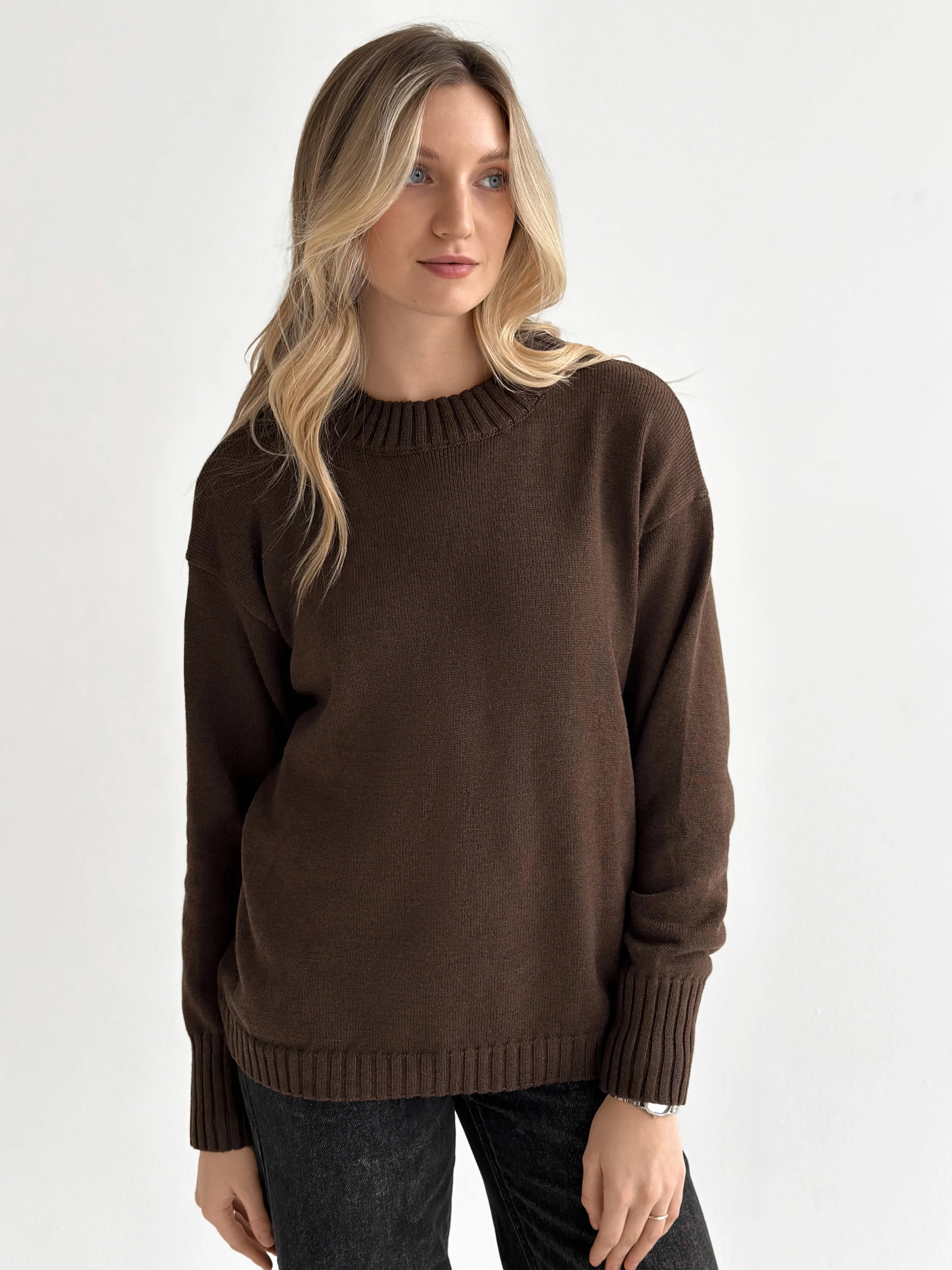 Knitted sweater brown