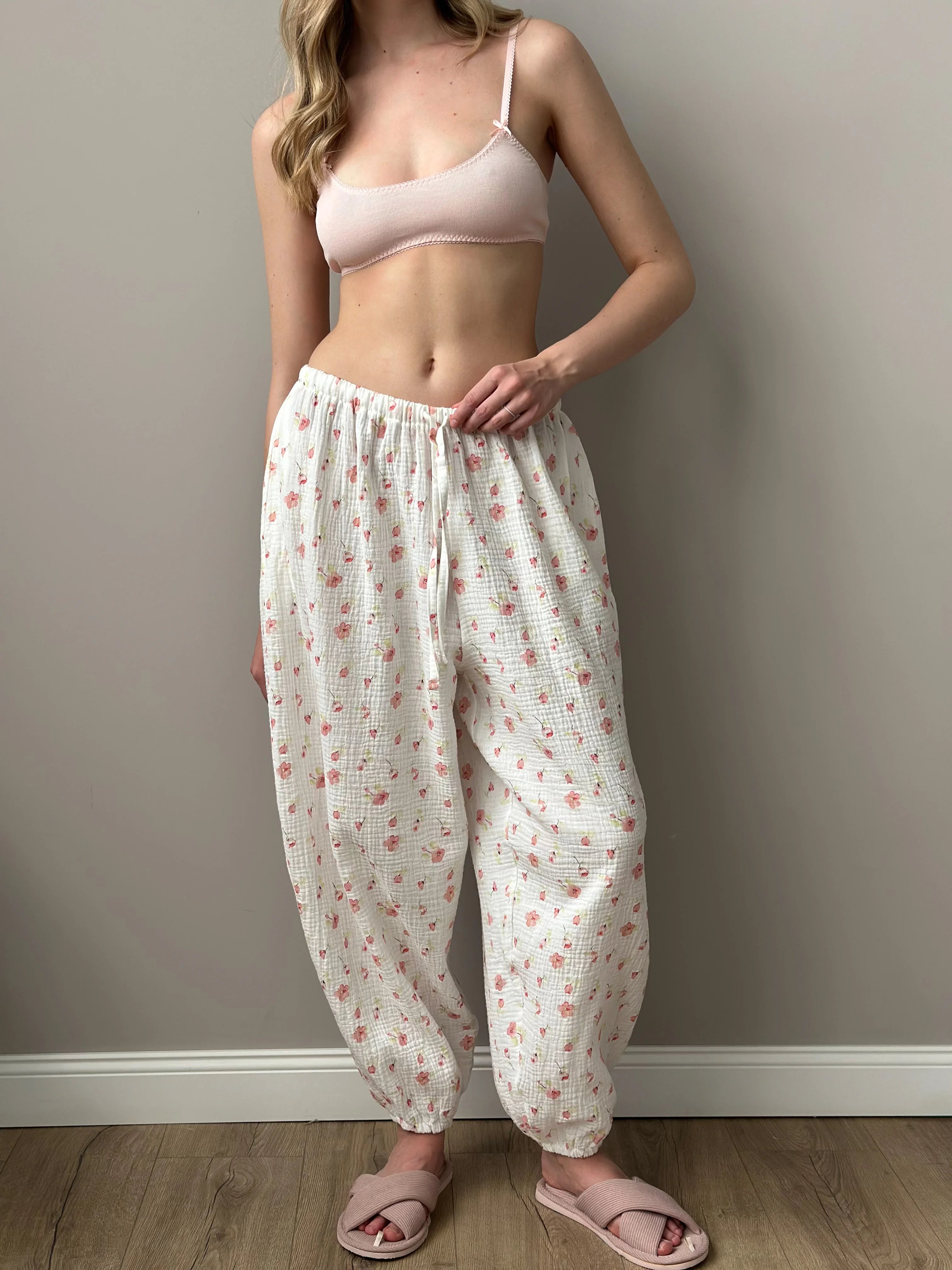 Muslin Pants Harem Pants watercolor on white 2-ply