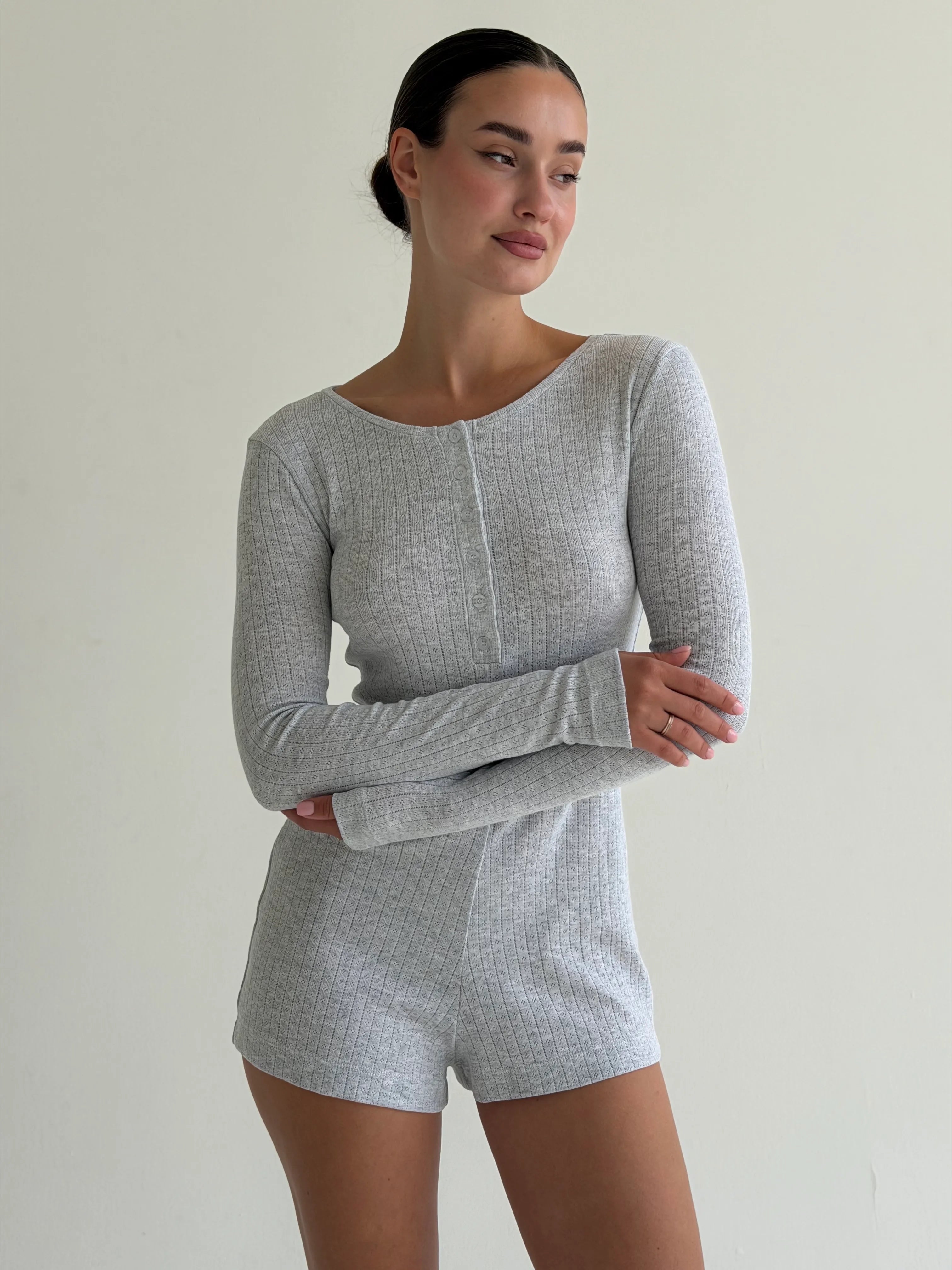 Ribana long sleeve jumpsuit gray