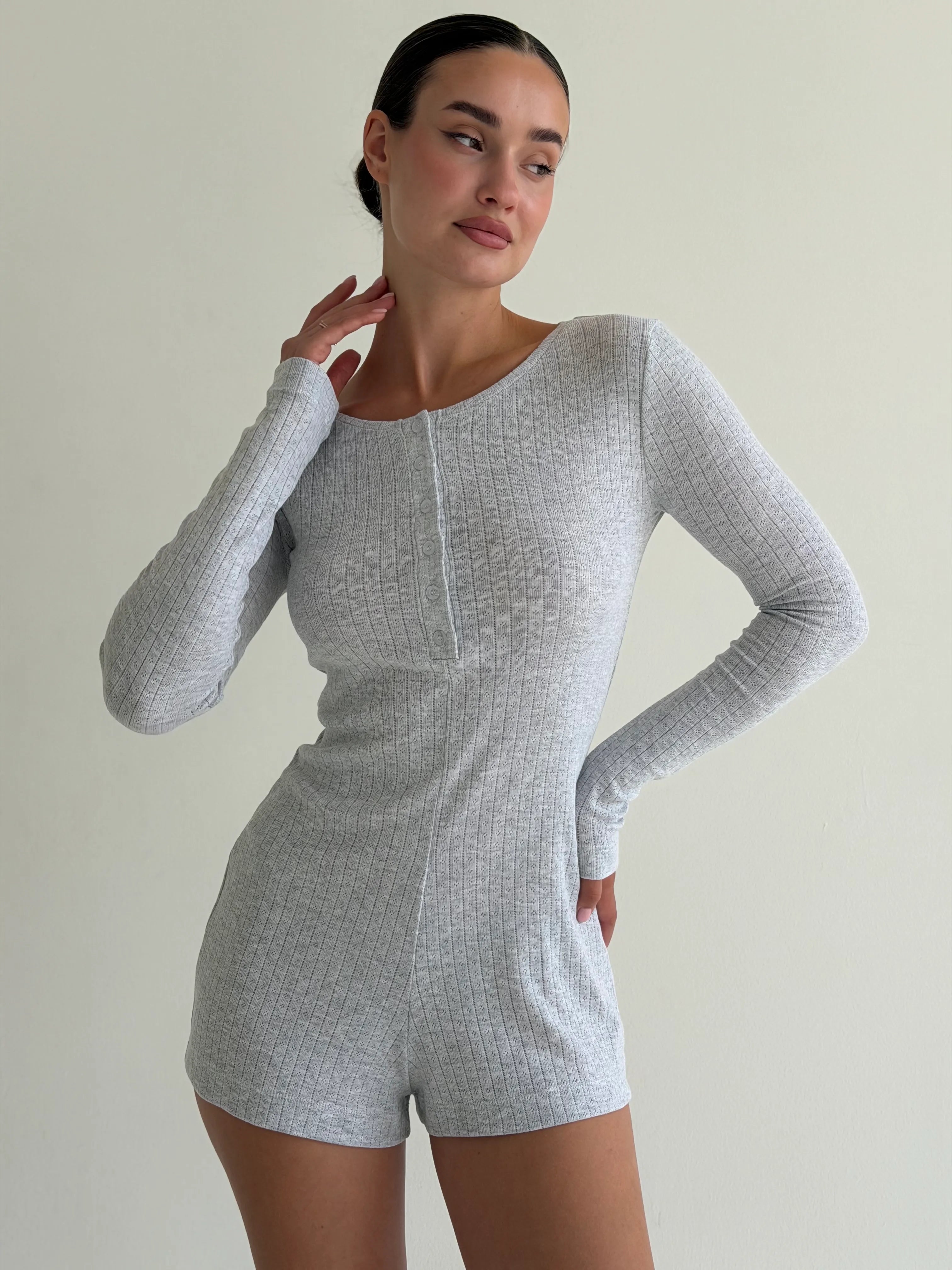 Ribana long sleeve jumpsuit gray