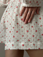 Muslin Suit with round neck flower