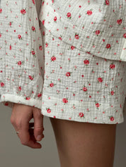 Muslin Suit with round neck flower