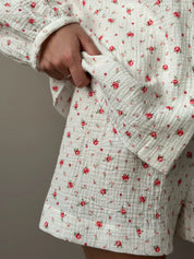 Muslin Suit with round neck flower