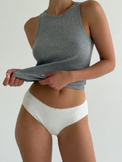 Underwear panties slips cotton ribbed white