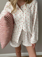 Muslin Suit with round neck flower