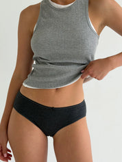 Underwear panties slips cotton ribbed anthracite