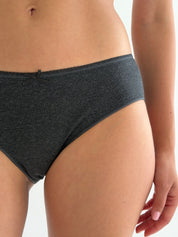 Underwear panties slips cotton ribbed anthracite