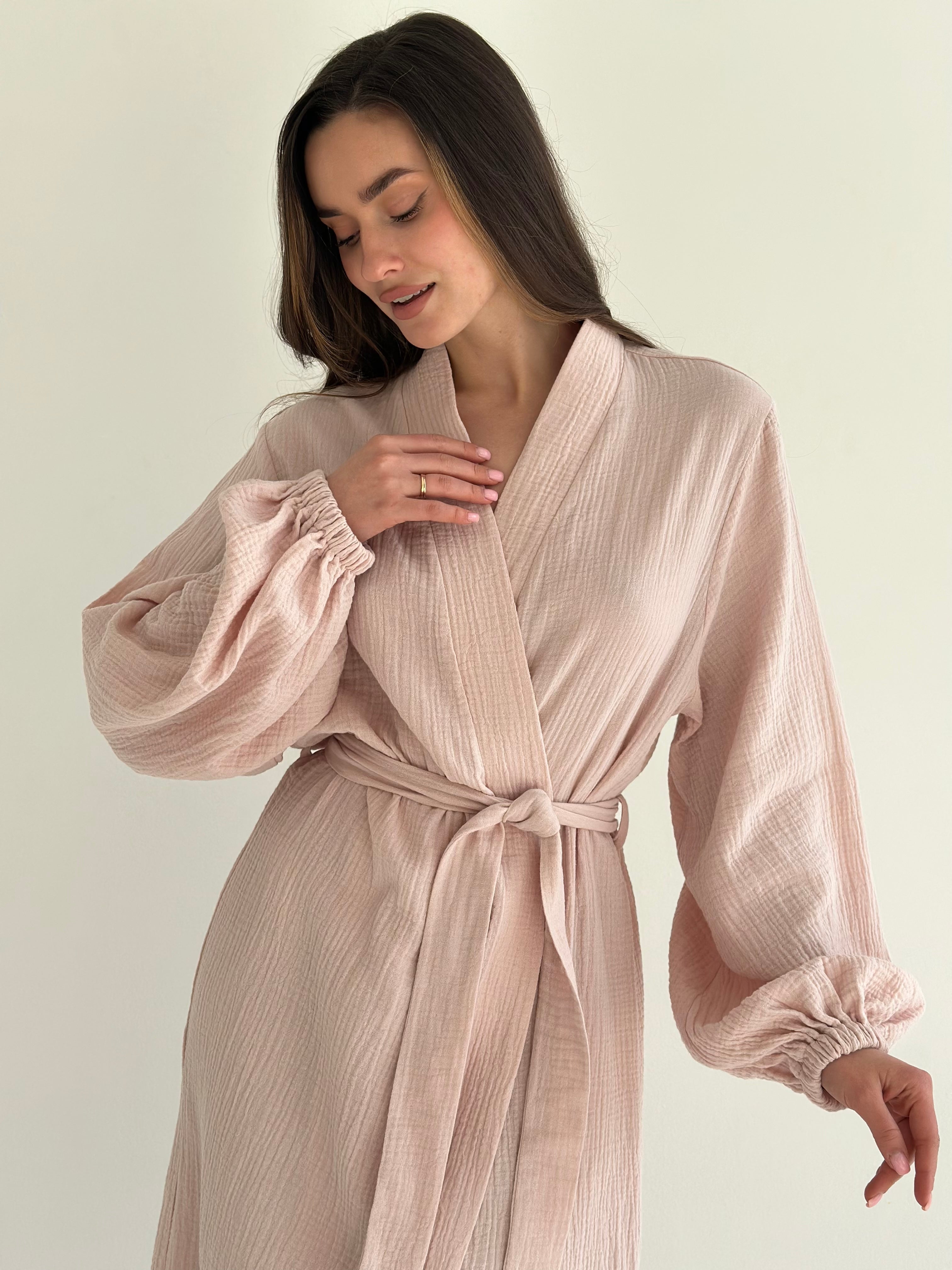 Muslin Robe long powder 2-layer.