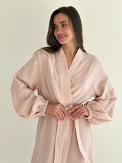 Muslin Robe long powder 2-layer.