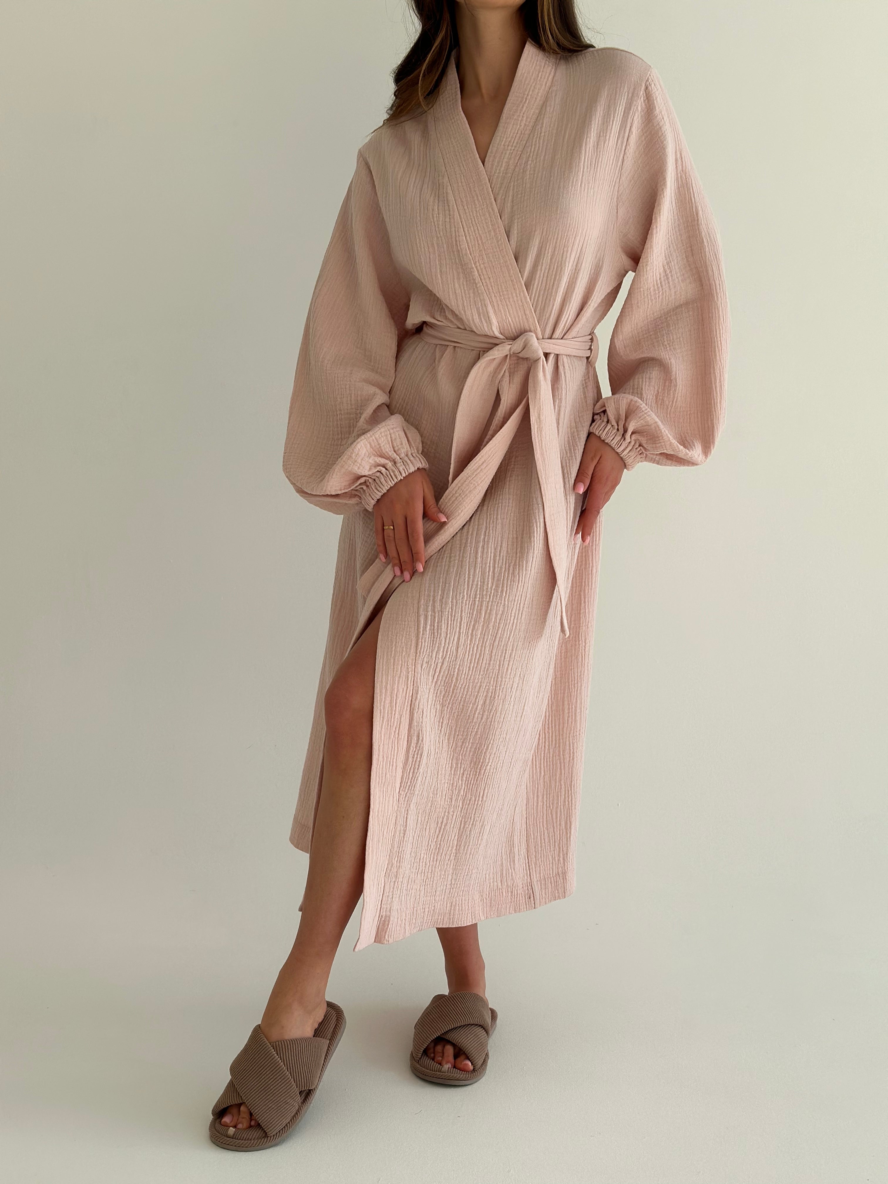 Muslin Robe long powder 2-layer.