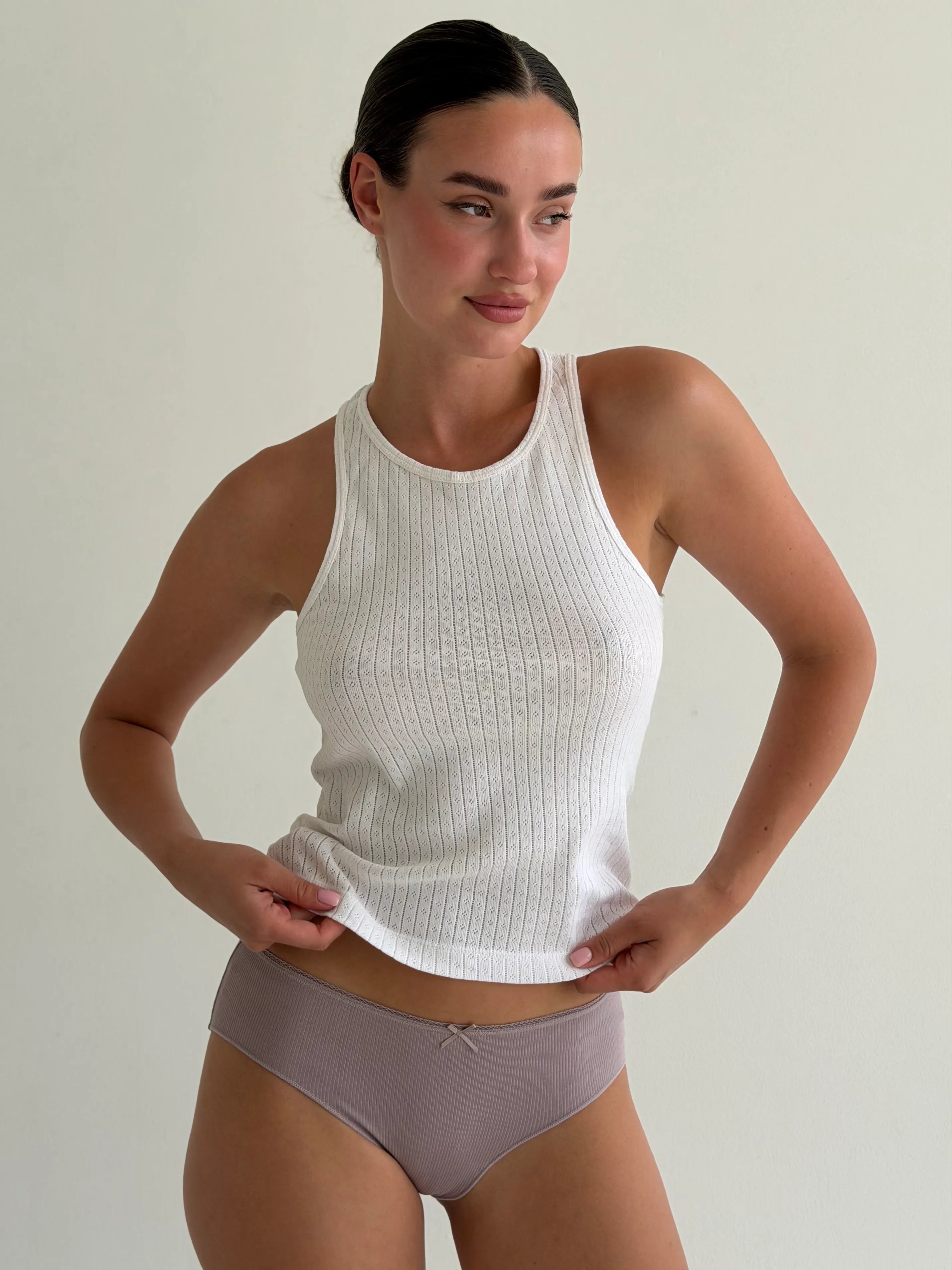 Underwear panties slips cotton ribbed purple