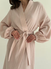 Muslin Robe long powder 2-layer.