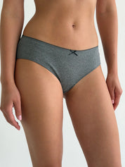 Underwear panties slips cotton ribbed gray