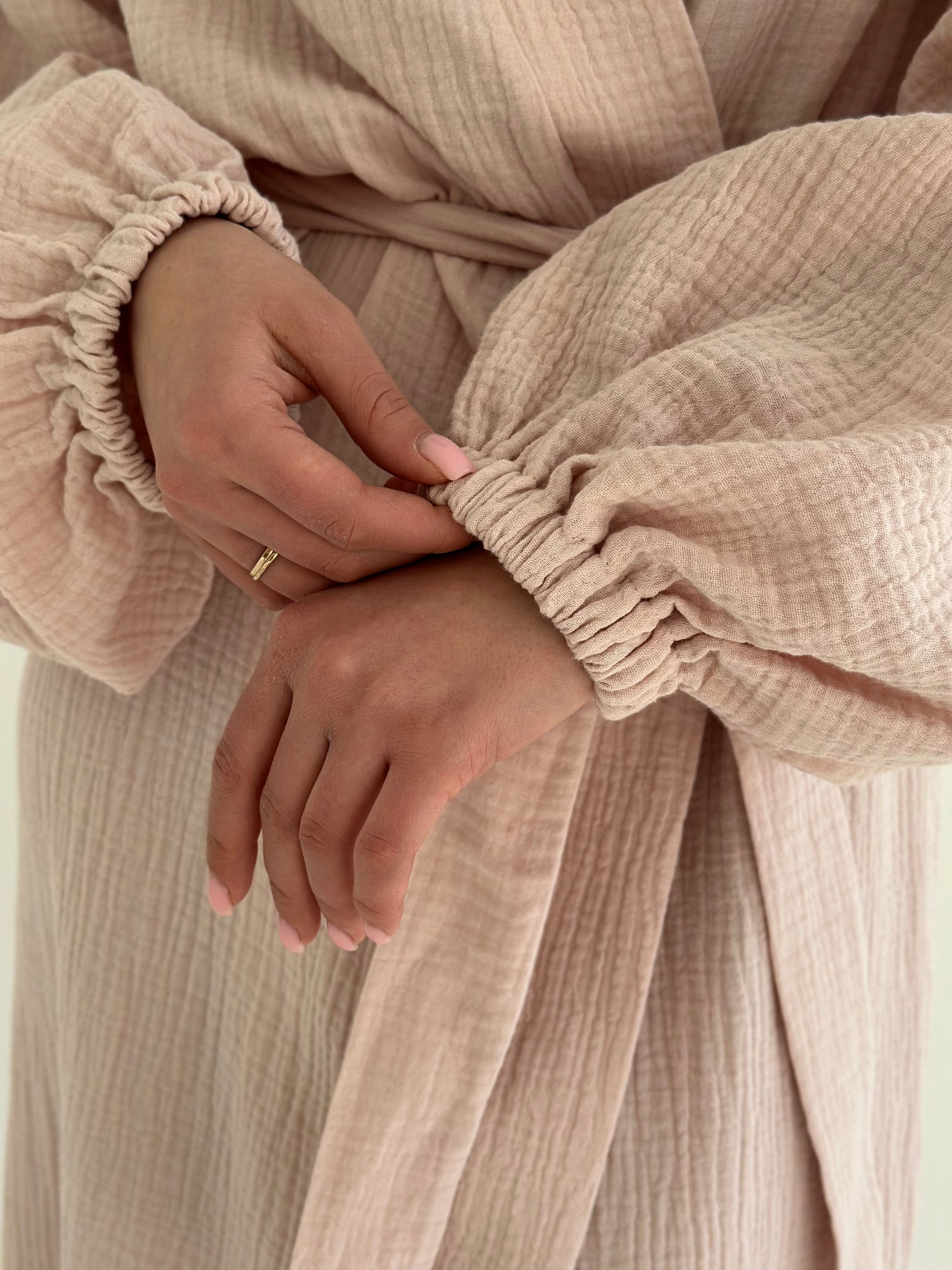 Muslin Robe long powder 2-layer.