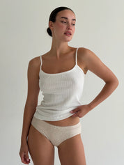 Underwear panties slips cotton ribbed cream