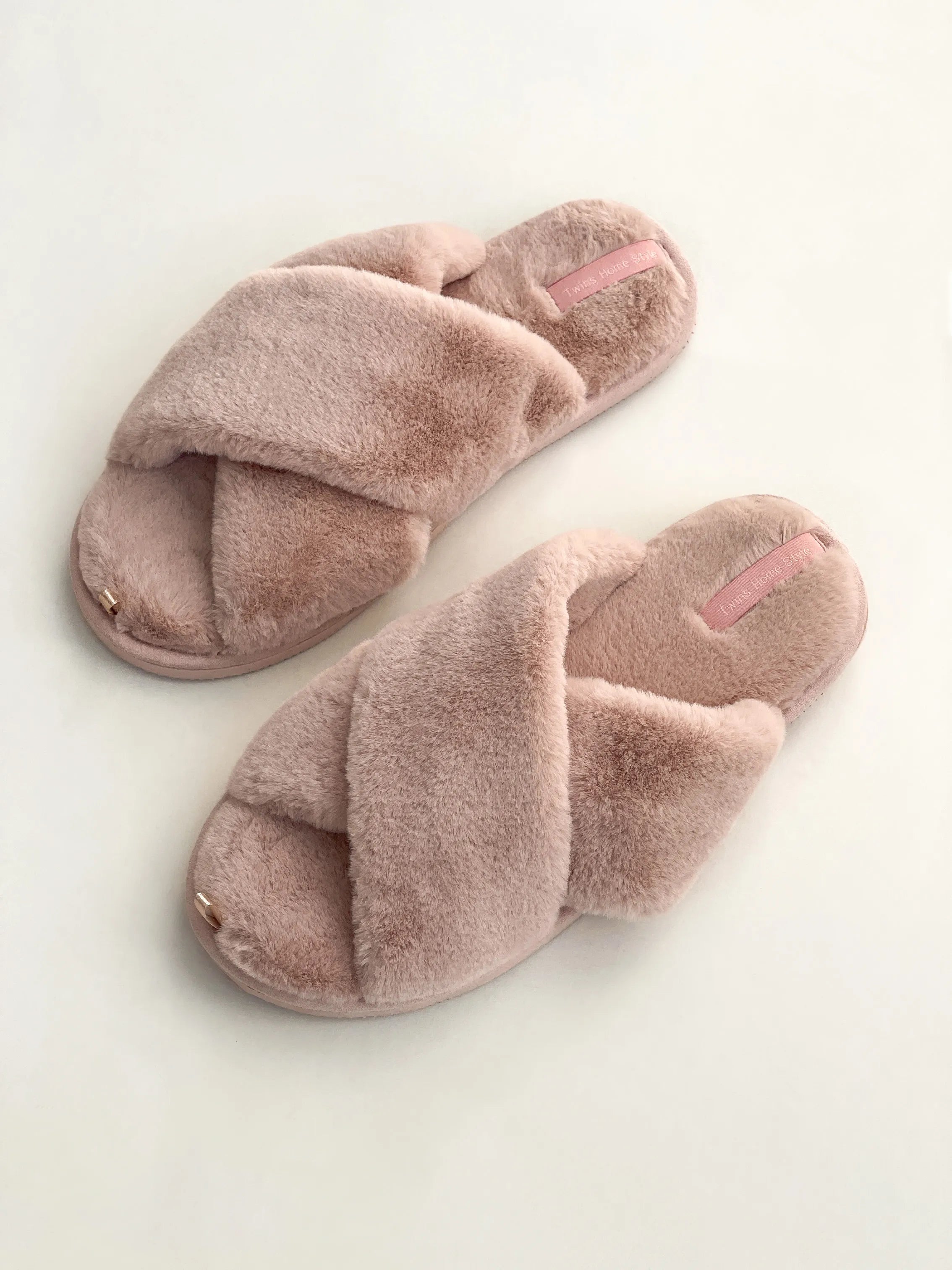 Women's slippers HS-LUX fur cross pink