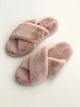 Women's slippers HS-LUX fur cross pink