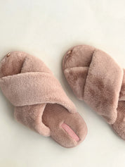 Women's slippers HS-LUX fur cross pink