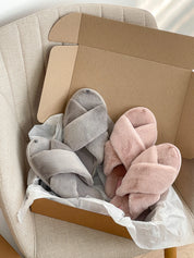 Women's slippers HS-LUX fur cross pink