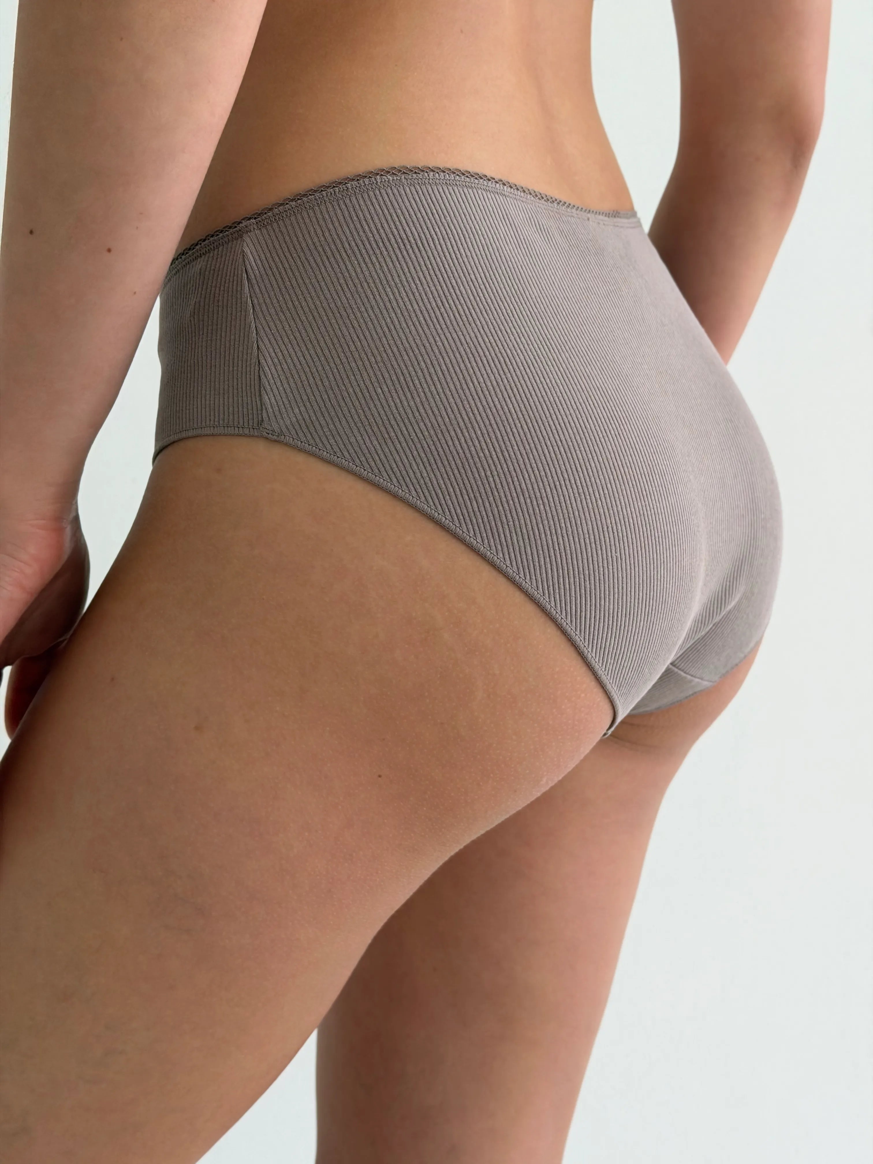 Underwear panties slips cotton ribbed cappuccino