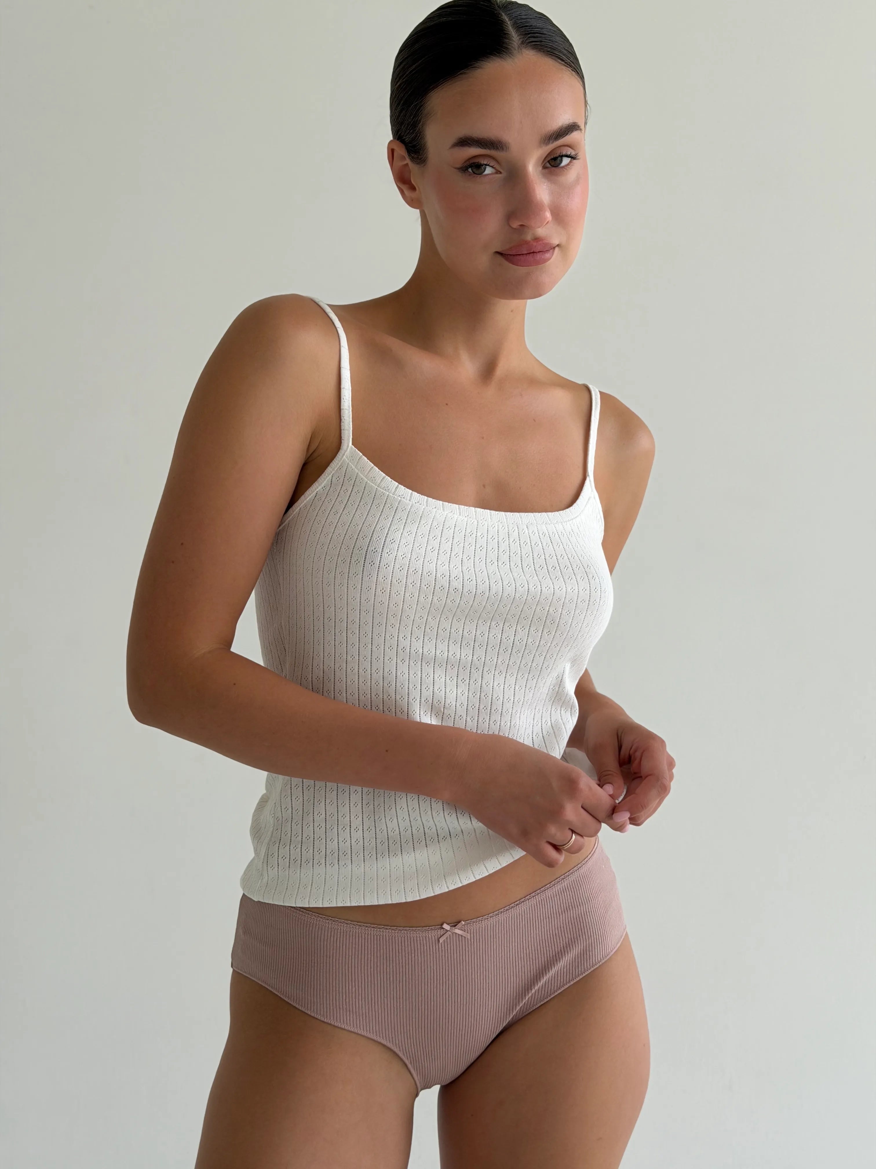 Underwear panties slips cotton ribbed light purple