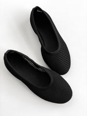 Women's ballet flats, mesh, black with PVC diving trim
