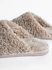 Women's slippers HS-OZ fur curly gray