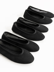 Women's ballet flats, mesh, black with PVC diving trim