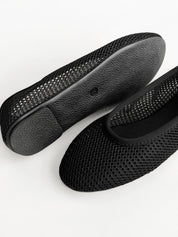 Women's ballet flats, mesh, black with PVC diving trim