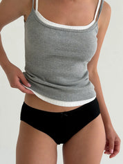 Underwear panties slips cotton ribbed black