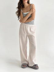 Muslin Pants Mono beige check on milky 2-ply