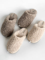 Women's slippers HS-OZ fur curly gray
