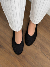 Women's ballet flats, mesh, black with PVC diving trim