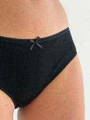 Underwear panties slips cotton ribbed black