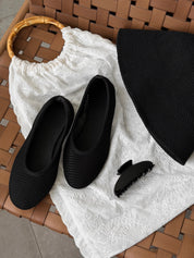 Women's ballet flats, mesh, black with PVC diving trim