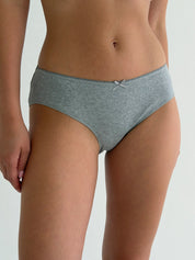 Underwear panties slips cotton ribbed light gray