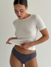 Underwear panties slips cotton ribbed graphite