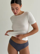 Underwear panties slips cotton ribbed graphite