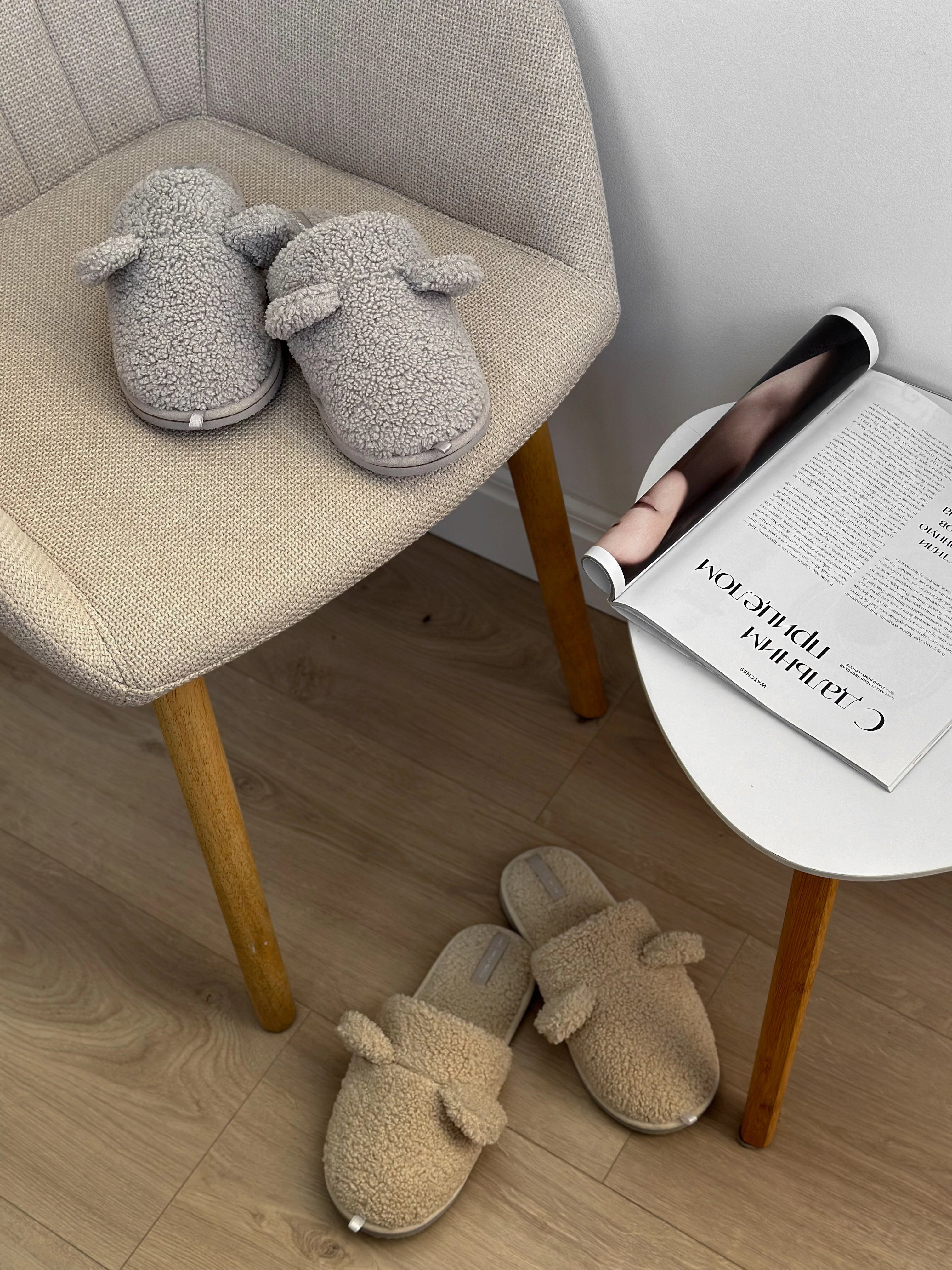 Women's HS fur slippers TEDDI milk