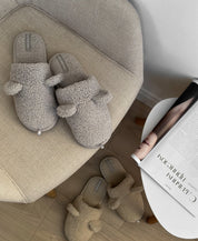 Women's HS fur slippers TEDDI milk
