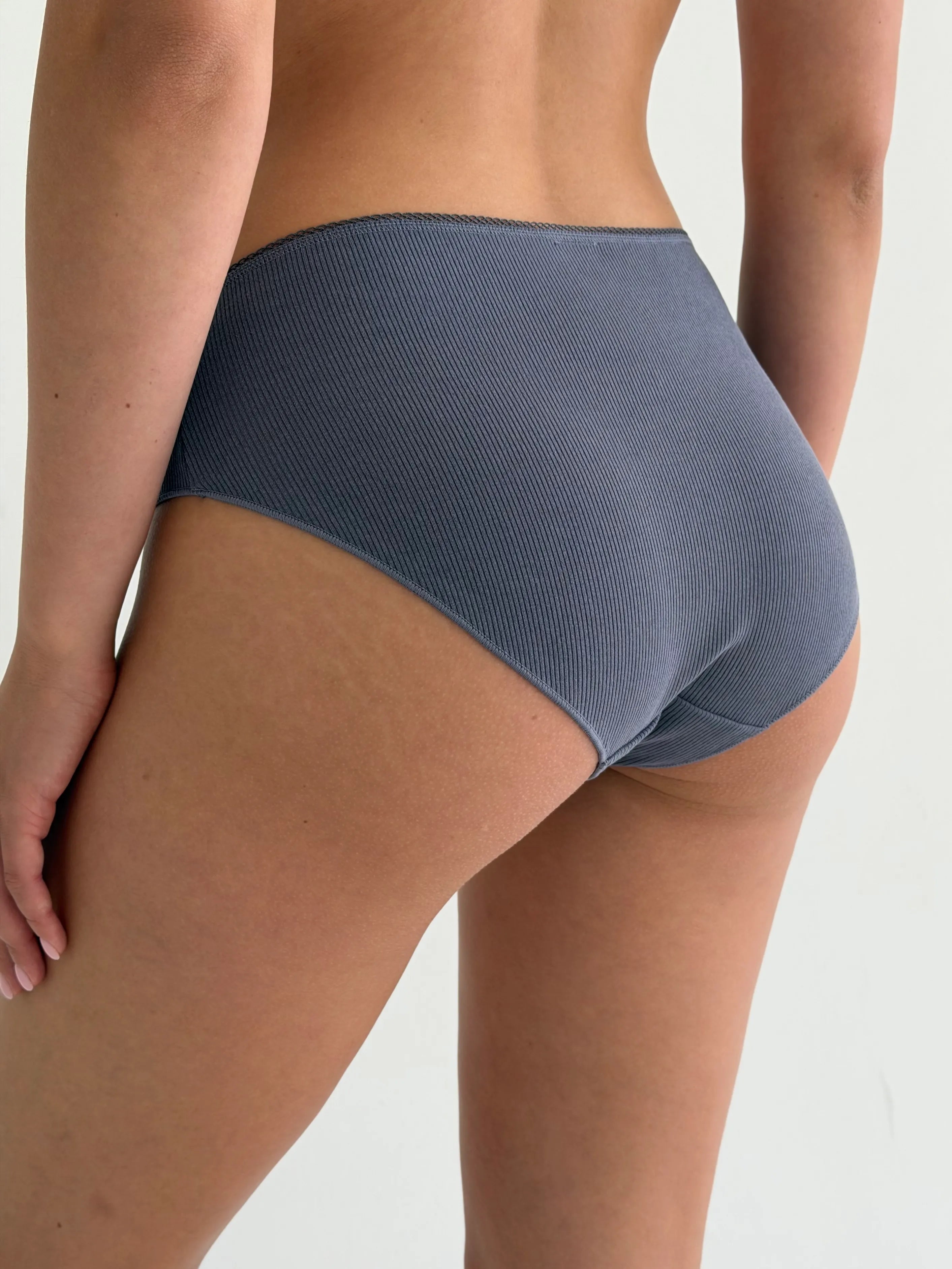 Underwear panties slips cotton ribbed graphite
