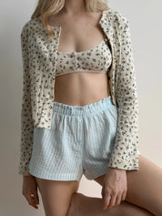 Mono muslin shorts blue stripe
