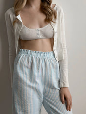 Mono muslin striped pants blue