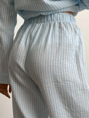 Blue striped muslin shirt and pants suit