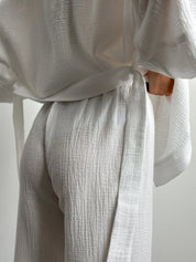 Muslin set 2-layer kimono+pants white