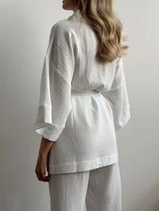 Muslin set 2-layer kimono+pants white