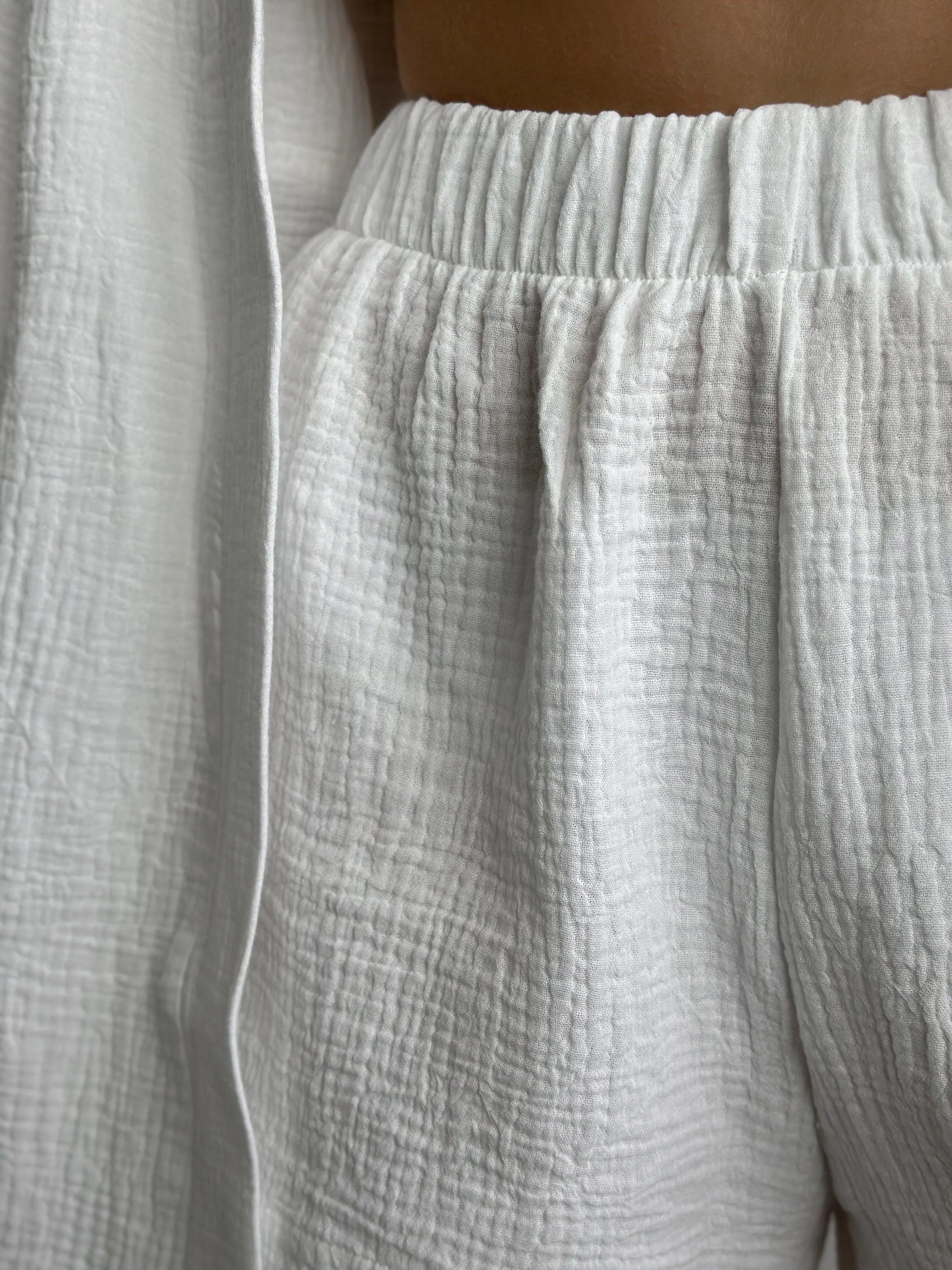 Muslin set 2-layer kimono+shorts white